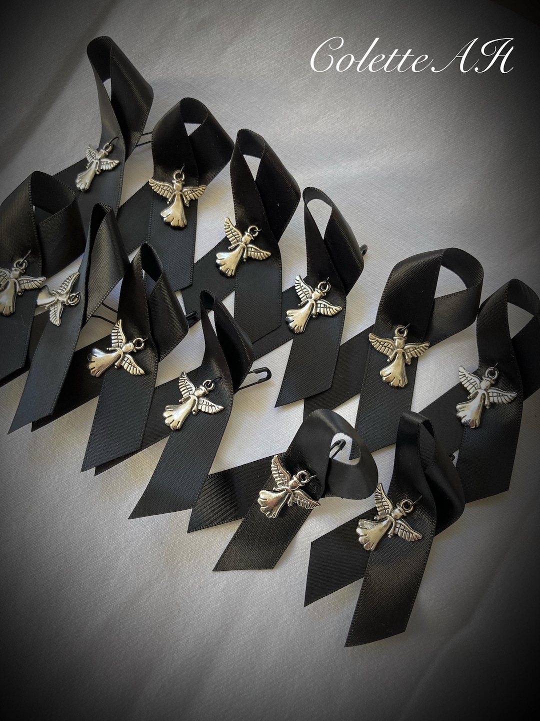 Funeral Ribbon Black Satin Set of 15 - Etsy