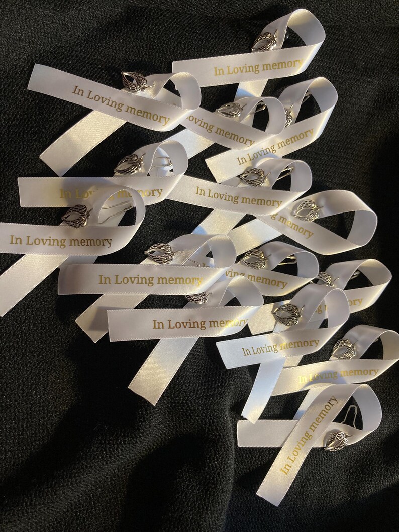 In Loving Memory White Funeral Ribbon Set of 15 - Etsy