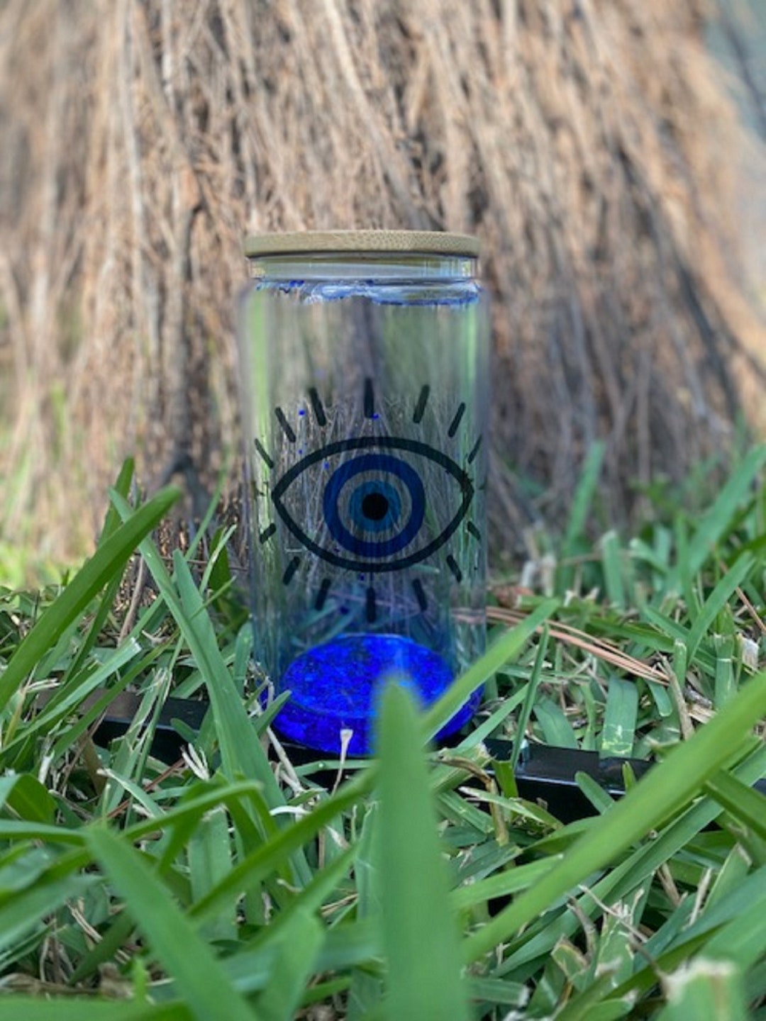 Evil Eye Snow Globe Glass Can Tumbler Etsy