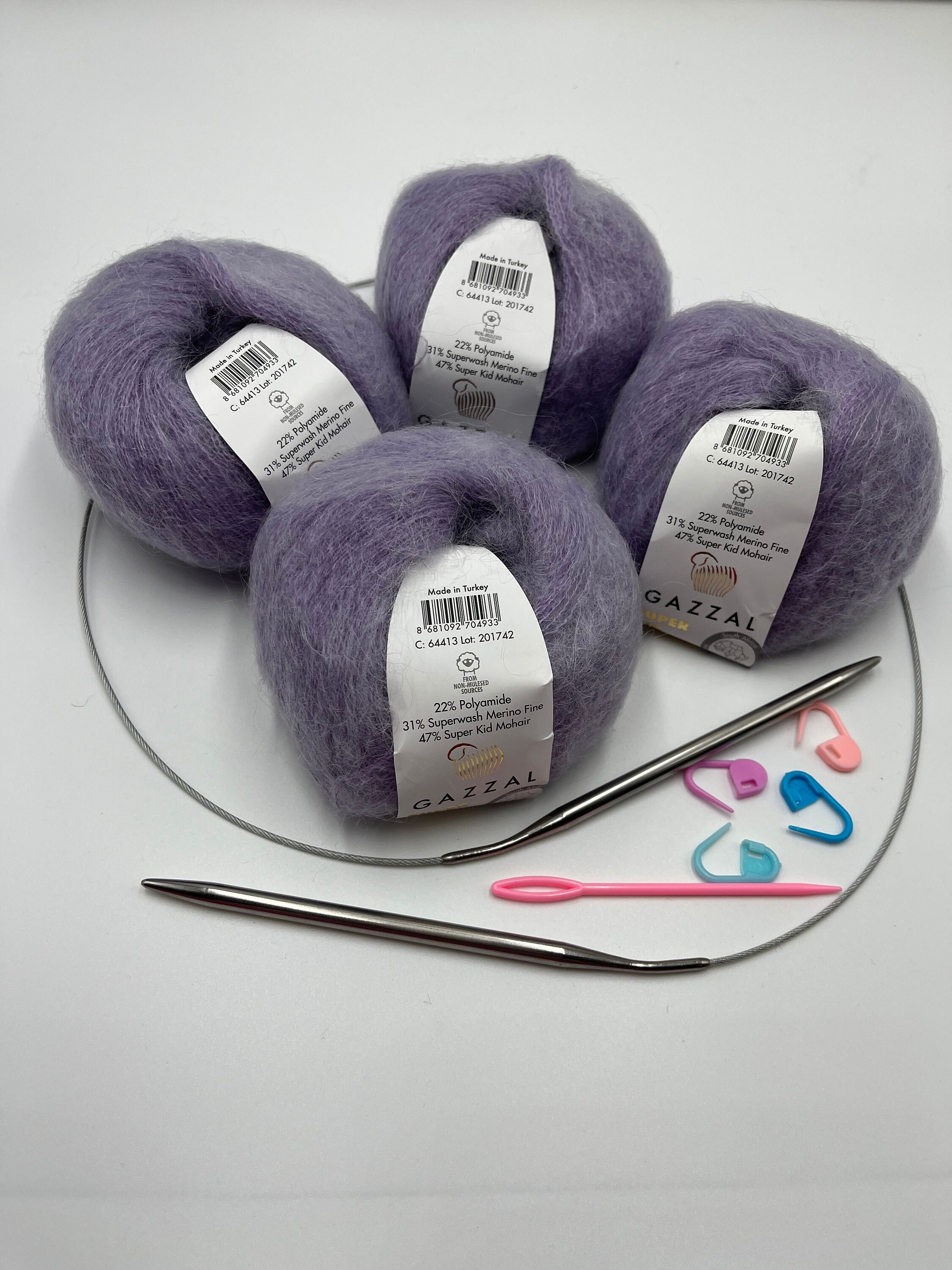 Knitting Set for Mohair Sweater, Mohair Yarn Set, Seethrough Mohair