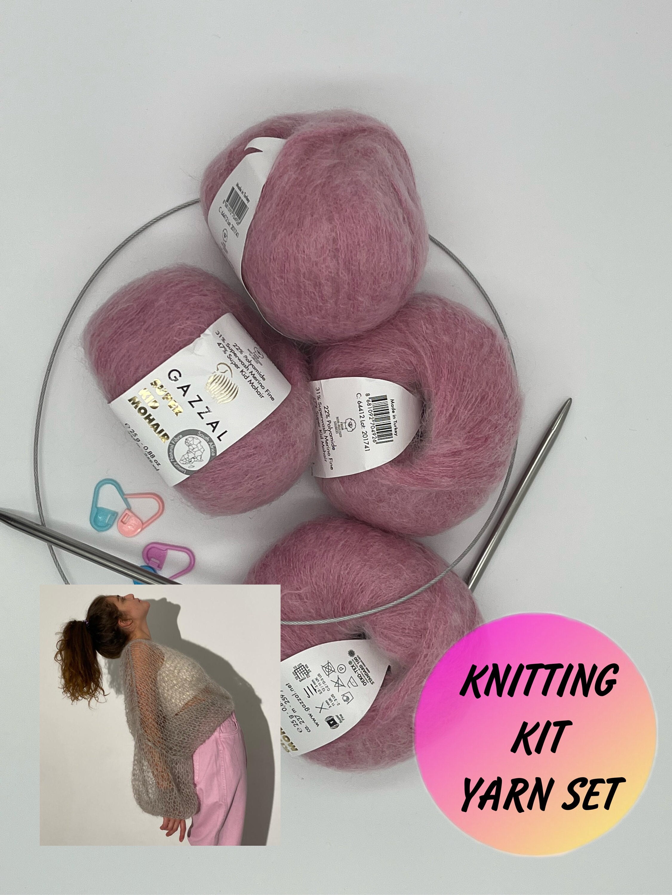 Knitting Set for Mohair Sweater, Mohair Yarn Set, Seethrough Mohair