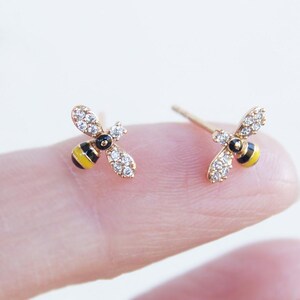 Tiny Bee Stud Earrings | 18k Gold Filled & CZ | Girls Jewelry | Bee Lover Gift for Teen Girl