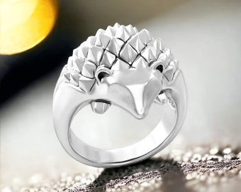 925 Sterling silver spiked Forest Hedgehog chunky ring