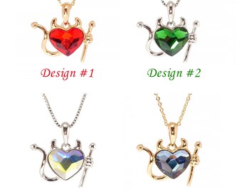 Collar Corazón de Cristal Rojo Collar Diabólico