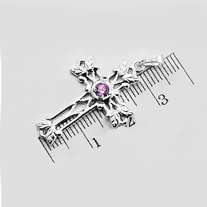 925er Silber Verzierter Birthstone Kreuz-Anhänger Christian Schmuck