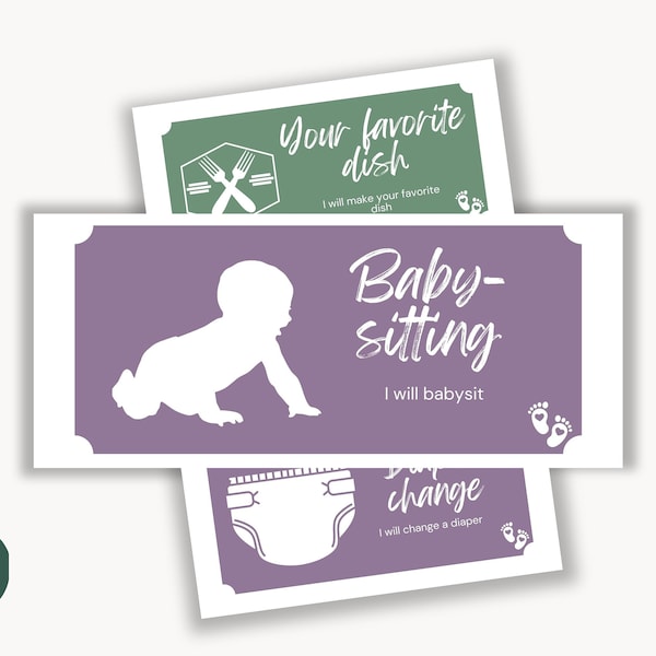 Gift for New Parents - Newborn gift - 30 Printable Coupons Gift New Mom and Dad - Gift Certificate for New Parents - Babysitting coupon