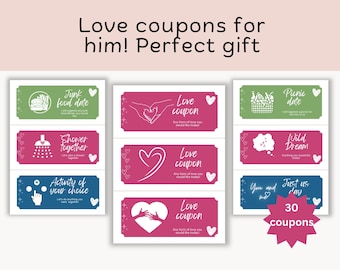 Gift Idea for Boyfriend or Husbands Gift for Him Love Coupons