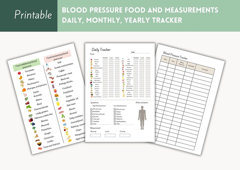 Blood Pressure Food Tracker Food Journal Health Log Blood - Etsy