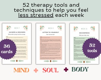 52 Stress Coping Tools and Techniques - Practical Guide to Help You Fight Stress, Anxiety, Depression Every Day and Week - Digital Download