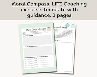 Moral Compass Life Coaching Exercise: Printable PDF Template (Digital Product)