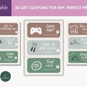 Coupons for Him 30 Printable Gift Vouchers Digital - Etsy