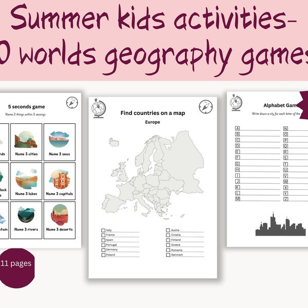 Learning Children Games and Young Teens Activities  - World Geography Games - World and USA Map - Fun Learning - Travel games - Road games