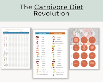 Lista de alimentos de la dieta carnívora: Planificador y registro de comidas (PDF)