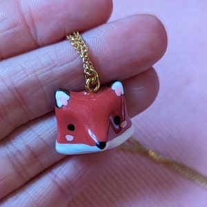 Necklace decorated with a fox head in fimo, fox pendant image 2