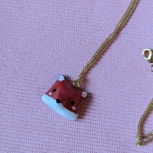 Necklace decorated with a fox head in fimo, fox pendant image 5