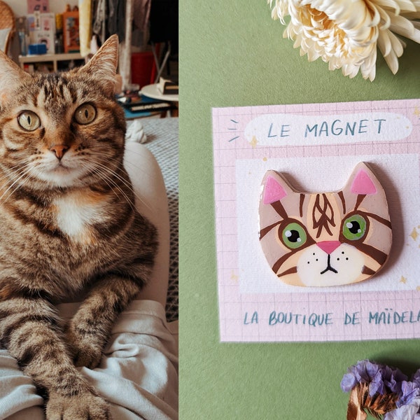 magnet chat personnalisé, aimant sur-mesure avec la photo de votre chat