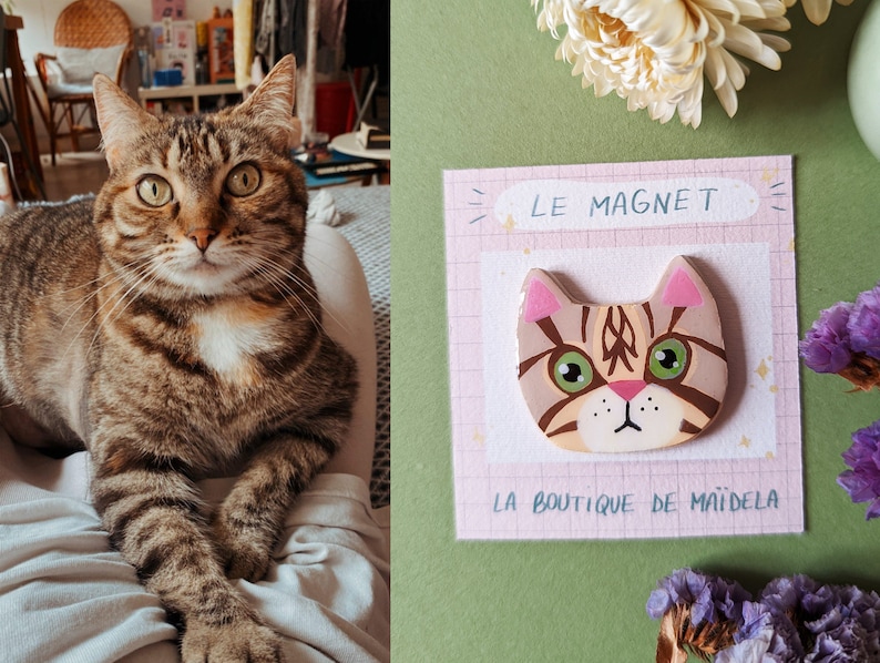 personalized cat magnet, custom magnet with the photo of your cat image 1