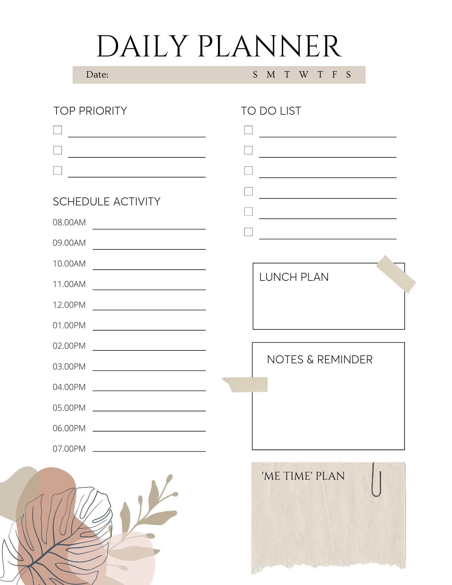 Aesthetic Daily Printable Planner in Neutral Colors - Etsy