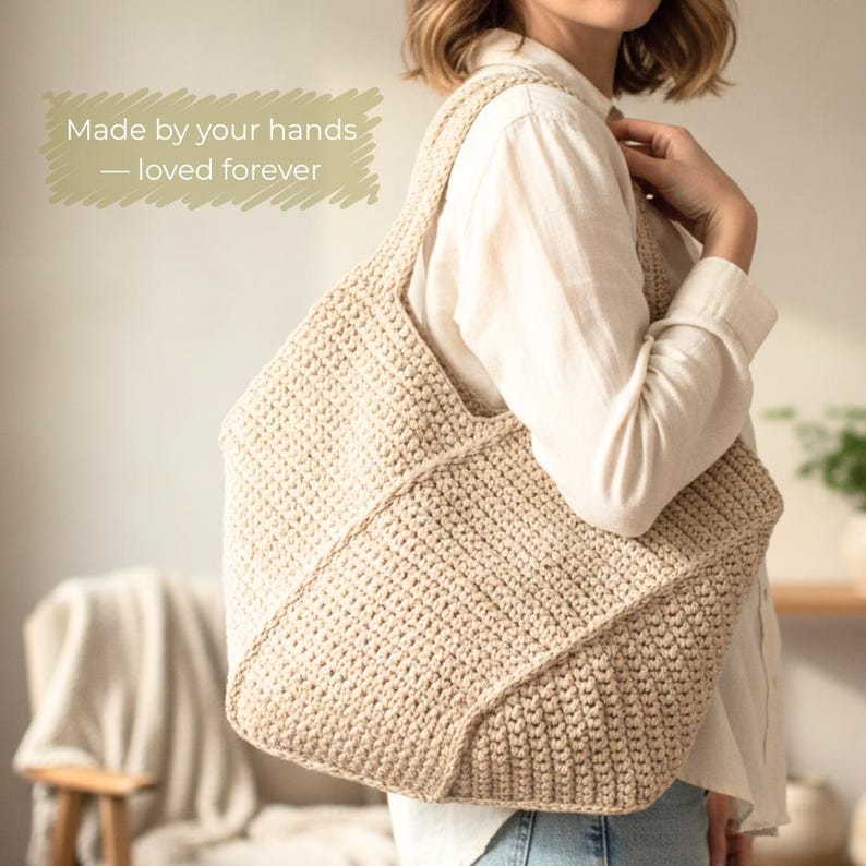 Crochet bag pattern for home crafters, windmill basket design
