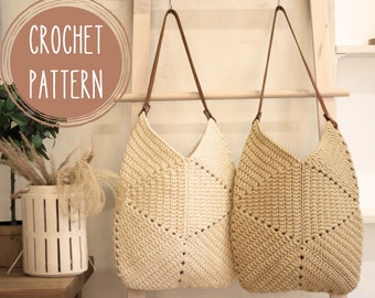 Crochet Bag Pattern PDF, Boho bag DIY, Easy Pattern, Shoulder Summer Bag, Tote bag pattern, Tote bag aesthetic,  Beach bag, Crochet gift DIY