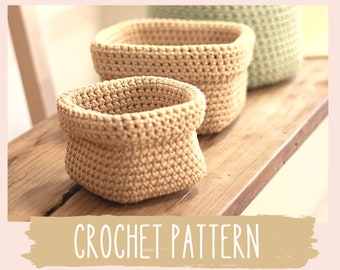 Easy Crochet Pattern, Square Storage Basket DIY, Crochet basket Pattern, Housewarming Gift, Bedroom Storage, Kitchen Organization Boho decor