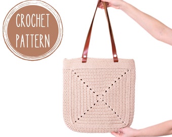 Crochet Pattern, Granny Square Bag, Tote bag Pattern, Summer Bag, Large Shopping Bag, Boho bag, Beach Bag, Shoulder Bag, gift for mom