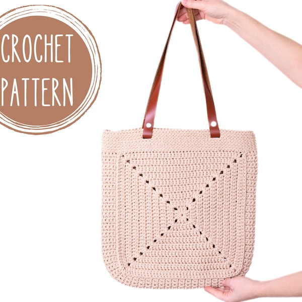 Crochet Pattern, Granny Square Bag, Tote bag Pattern, Summer Bag, Large Shopping Bag, Boho bag, Beach Bag, Shoulder Bag, gift for mom