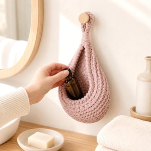 Crochet PATTERN, Teardrop Basket, Hanging Basket, Storage Basket, Easter gift DIY, Gift for mom, Crochet Boho Home Decor, Kitchen storage image 2