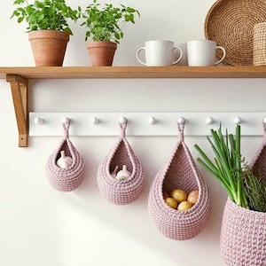 Unique crochet teardrop basket, gift idea for crochet lovers