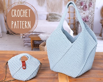 Set of 2 Patterns, Crochet Bag Pattern, Tote Bag, Summer Bag, Small Shoulder Purse, Crossbody Bag PDF, Handmade Bag, Handbag, Crochet gift
