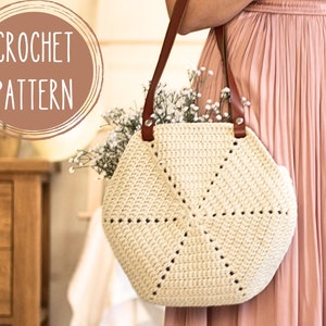 Crochet Pattern PDF, Hexagon Bag, Gift for mom DIY, Tote bag, Summer bag, Shopping Bag, Boho bag, Beach bag, Shoulder bag, Easy pattern, image 1