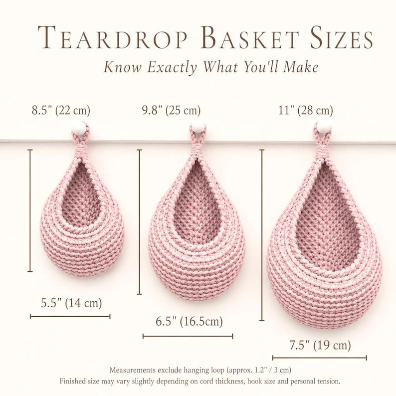 Crochet PATTERN, Teardrop Basket, Hanging Basket, Storage Basket, Easter gift DIY, Gift for mom, Crochet Boho Home Decor, Kitchen storage image 3