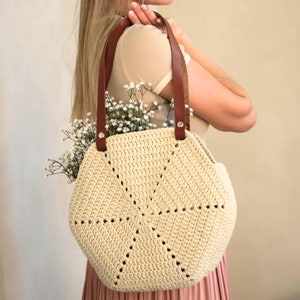 Crochet Pattern PDF, Hexagon Bag, Gift for mom DIY, Tote bag, Summer bag, Shopping Bag, Boho bag, Beach bag, Shoulder bag, Easy pattern, image 2