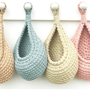 Crochet Pattern Bundle, Set of 3 Hanging basket Pattern, Teardrop basket Tutorial, Storage and Organization at Home, Easter gift for mom DIY image 6