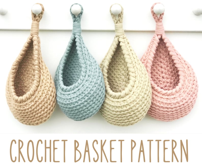 Crochet PATTERN, Teardrop Basket, Hanging Basket, Storage Basket, Easter gift DIY, Gift for mom, Crochet Boho Home Decor, Kitchen storage image 6