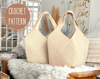 Gehäkelte Tragetasche MUSTER, Geschenk für Mutter DIY, Strandtasche, Sommertasche, große Einkaufstasche, Boho Tasche, Ostergeschenk