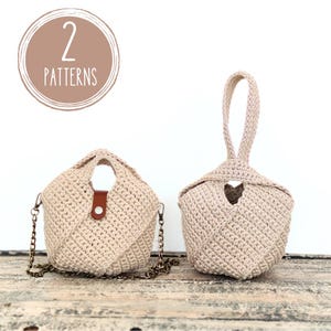 2 PATRONES DE GANCHILLO, Patrón de bolso de nudo japonés, Regalo de Navidad para mamá diy, Bolso de hombro pequeño, Bolso bandolera PDF, Bolso hecho a mano, Bolso de mano