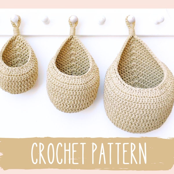 MODÈLE au crochet, Panier en forme de larme à suspendre DIY, Rangement et organisation dans la cuisine et la salle de bain, Boho Home Decor, Cadeau de Noël pour maman