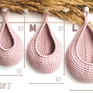 Crochet Pattern Bundle, Set of 3 Hanging basket Pattern, Teardrop basket Tutorial, Storage and Organization at Home, Easter gift for mom DIY image 8