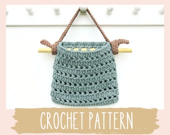 Crochet Pattern, Mesh Hanging Basket, Storage Basket, Boho Home Decor, Kitchen Bathroom Organization, Scandinavian Decor DIY, Girt for mom