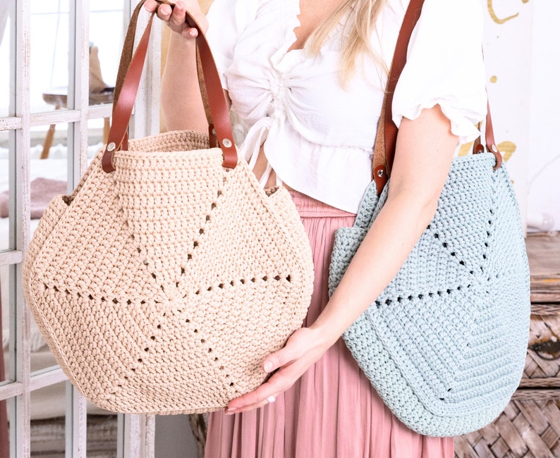 Crochet Pattern PDF, Hexagon Bag, Gift for mom DIY, Tote bag, Summer bag, Shopping Bag, Boho bag, Beach bag, Shoulder bag, Easy pattern, image 10