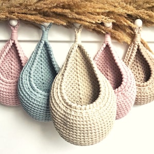 Crochet PATTERN, Teardrop Basket, Hanging Basket, Storage Basket, Easter gift DIY, Gift for mom, Crochet Boho Home Decor, Kitchen storage image 4