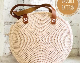 CROCHET PATTERN, Crochet Round Bag Pattern PDF,  Shoulder bag, Beach Boho Bag, Tote Bag, diy crafts