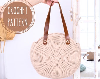 Crochet pattern, Round Bag, Easy Pattern, Crochet bag DIY, Summer gift, Boho beach bag, crochet gift for mom, Shoulder bag, Tote bag