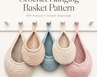 Crochet PATTERN, Teardrop Basket, Hanging  Basket, Storage Basket, Easter gift DIY, Gift for mom, Crochet Boho Home Decor, Kitchen storage