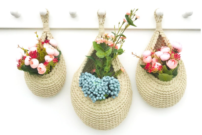 Crochet PATTERN, Teardrop Basket, Hanging Basket, Storage Basket, Easter gift DIY, Gift for mom, Crochet Boho Home Decor, Kitchen storage image 9