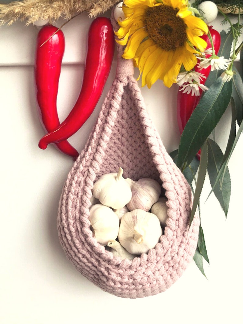 Crochet PATTERN, Teardrop Basket, Hanging Basket, Storage Basket, Easter gift DIY, Gift for mom, Crochet Boho Home Decor, Kitchen storage image 8