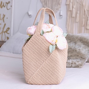 Crochet Tote Bag PATTERN, gift for mom DIY, Beach Bag, Shoulder Bag, Summer Bag, Large Shopping Bag, Boho bag, Easter gift, womens purse image 3