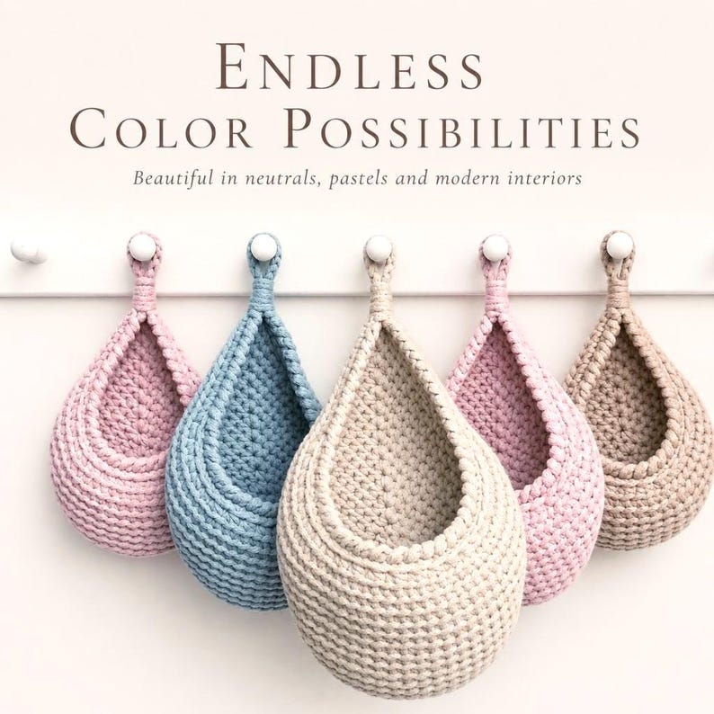 Crochet PATTERN, Teardrop Basket, Hanging Basket, Storage Basket, Easter gift DIY, Gift for mom, Crochet Boho Home Decor, Kitchen storage image 8