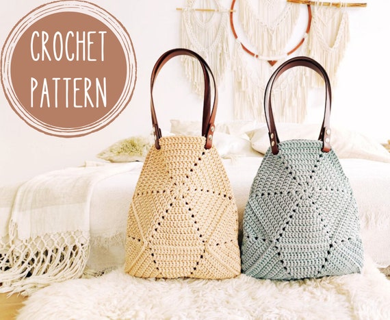 Crochet Trapez Bag Pattern, Tote bag, Summer bag, Shopping Bag, Boho bag, Beach bag, Large shoulder bag, Easy pattern, Gift for mom DIY